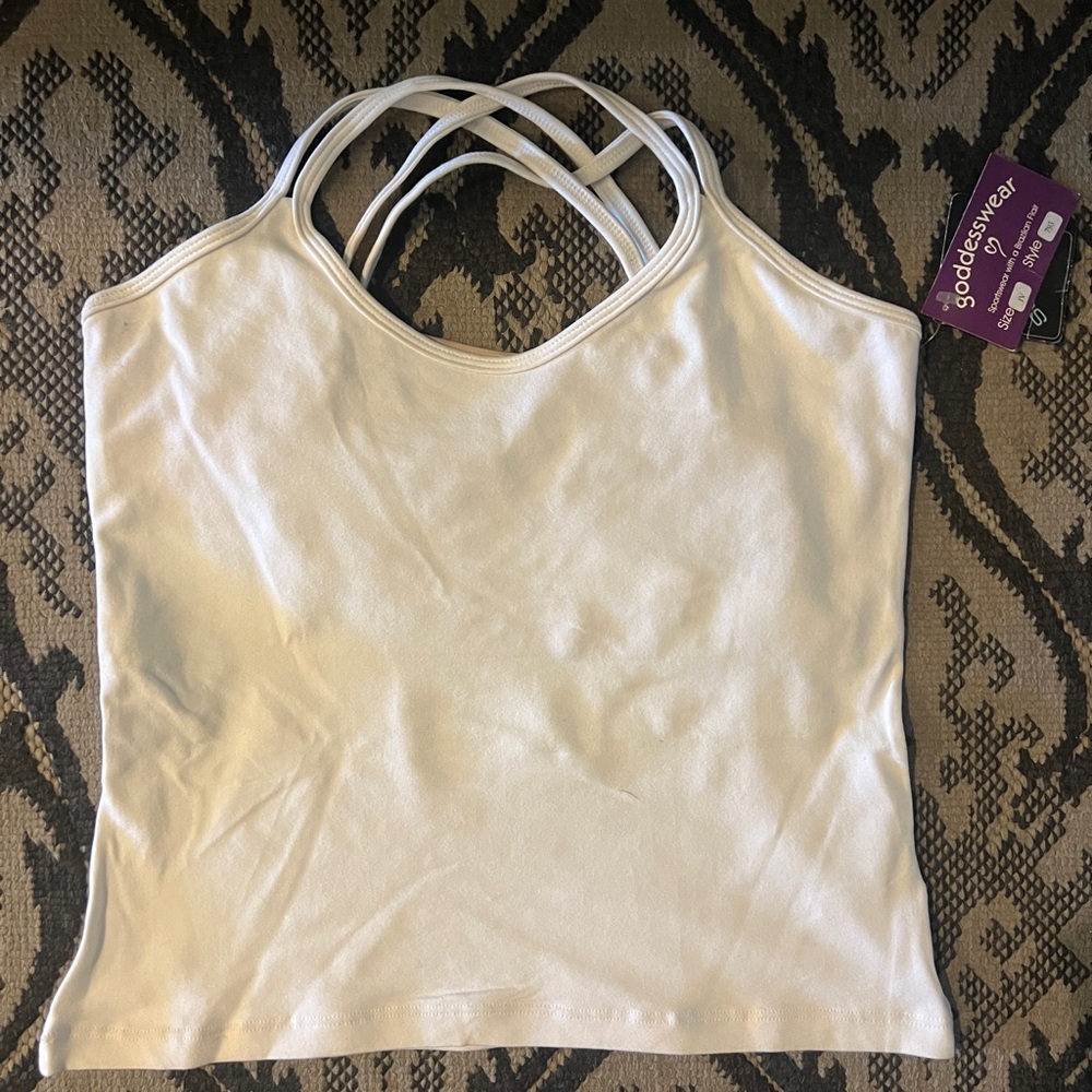 Goddess Wear White Strappy Women's activewear Top